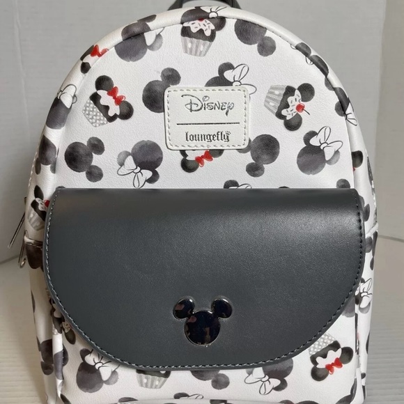 Disney Loungefly Mickey Minnie Cupcake Heads Mini Backpack New